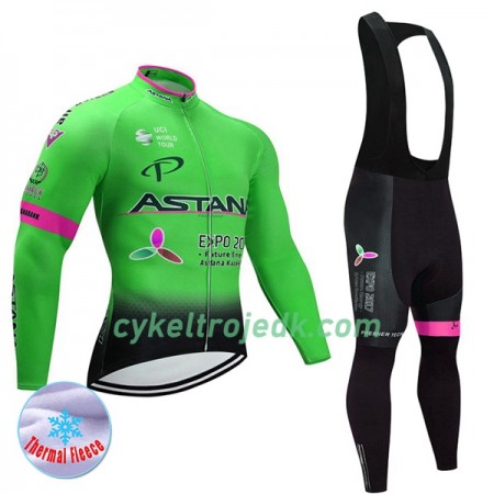 Cykeltøj Langærmet Vinter + Bib Cykelbukser 2017 Astana Pro Team N002
